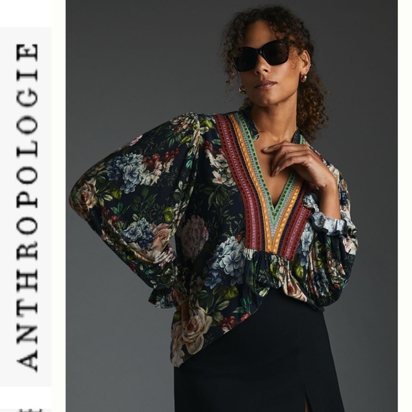 NWOT Bl^nk London x Anthropologie Stephanie Floral Long Sleeve Top xxs - Picture 4 of 16